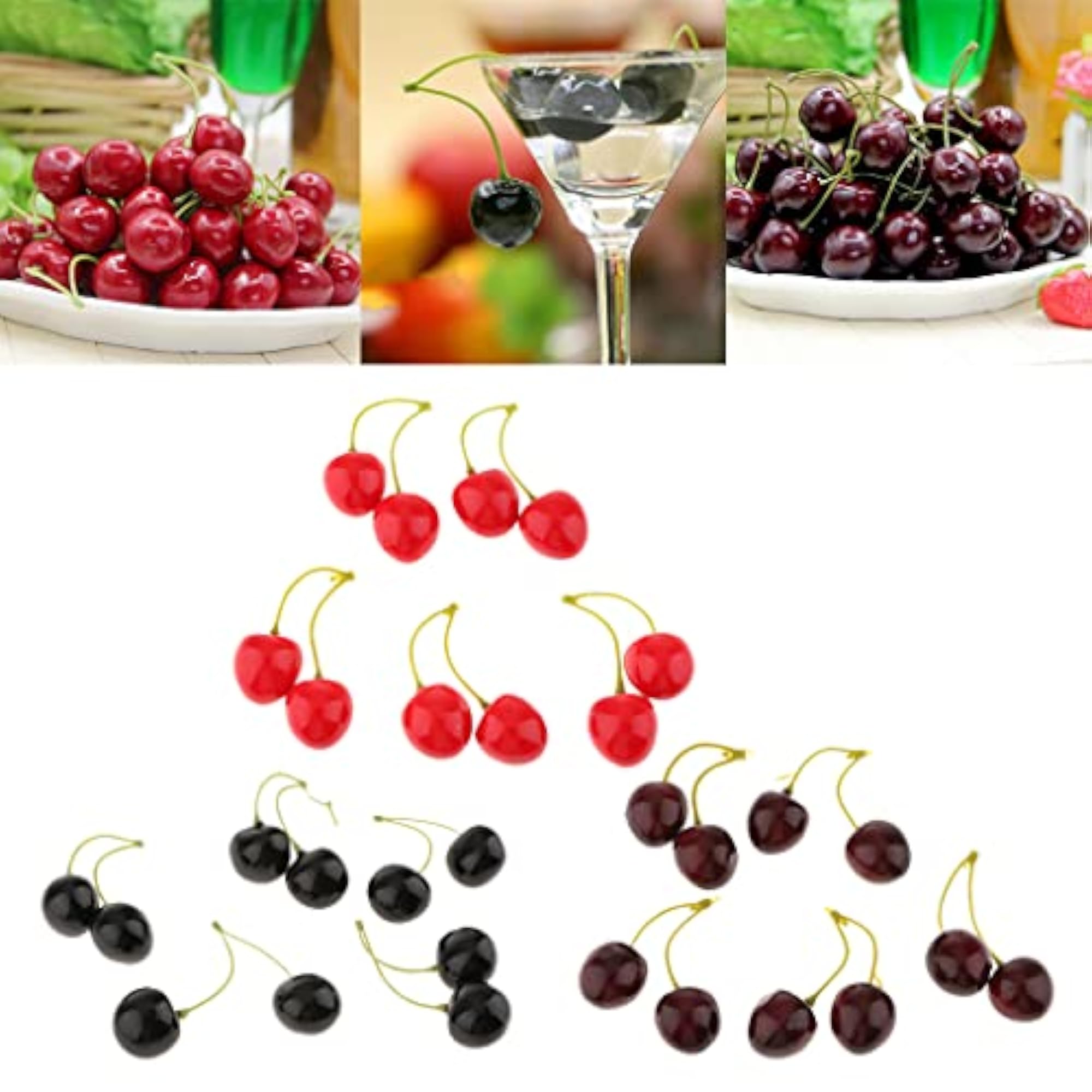 Artificial Fake Fruit Decorative Vivid Fruit Home Table Decor Cherry Red